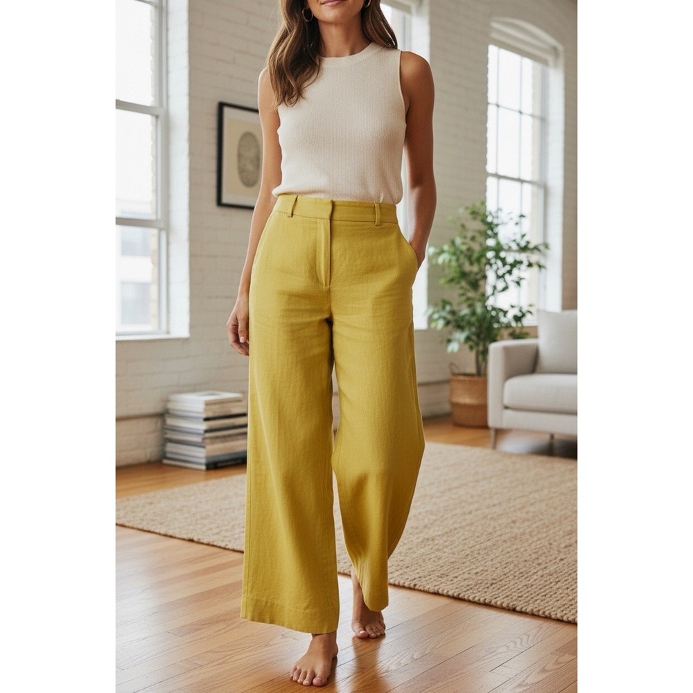 Hermès Paris Linen Trousers Yellow pockets Made in France Size 38 EU‎ - Picture 13 of 13